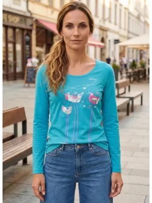 Dámske tričko s dlhým rukávom ALTISPORT CARRYOVER ALW043169 TYRKYSOVÁ