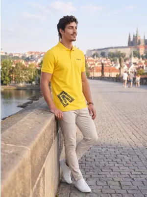 Pánske tričko s golierom ALTISPORT ALM013203 JANTÁROVÁ