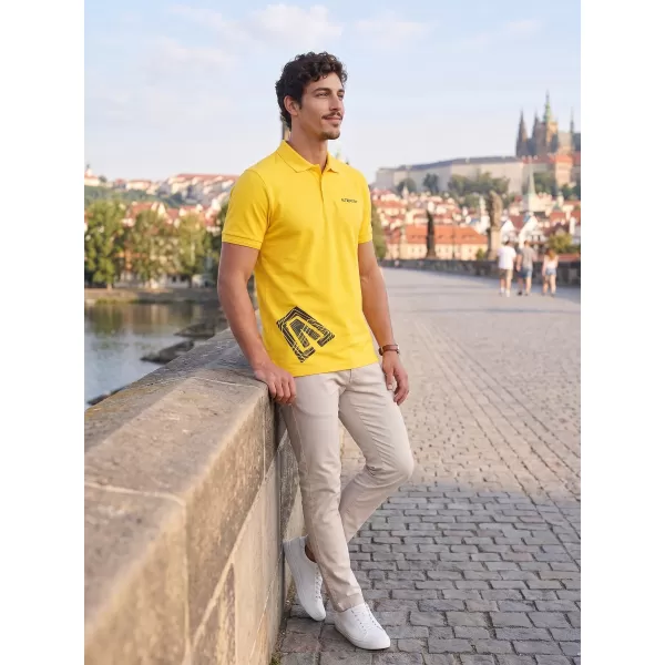  Pánske tričko s golierom ALTISPORT ALM013203 JANTÁROVÁ 