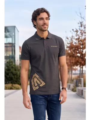 Pánske tričko s golierom ALTISPORT ALM013203 ANTRACITOVÝ MELÍR
