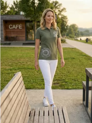 Dámske tričko s golierikom ALTISPORT ALW024210 KHAKI