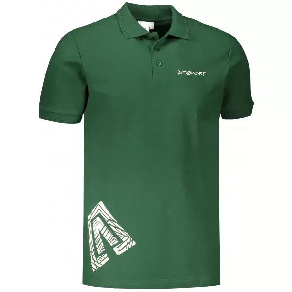  Pánske tričko s golierom ALTISPORT ALM013203 FĽAŠKOVO ZELENÉ 