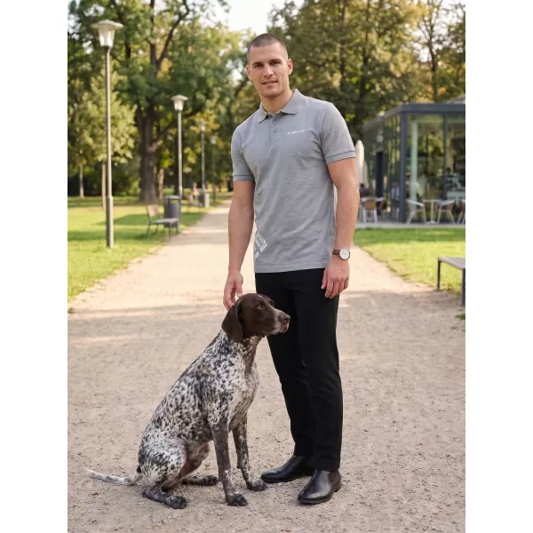  Pánske tričko s golierom ALTISPORT ALM013203 TMAVOSIVÝ MELÍR 