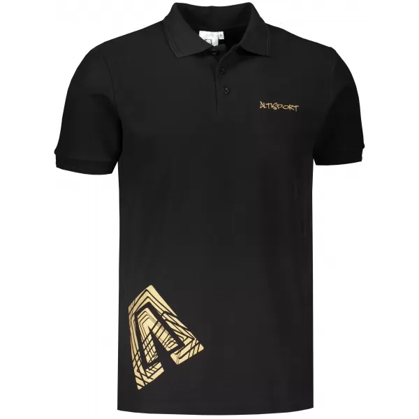  Pánske tričko s golierom ALTISPORT ALM013203 ČIERNA A ZLATÁ 