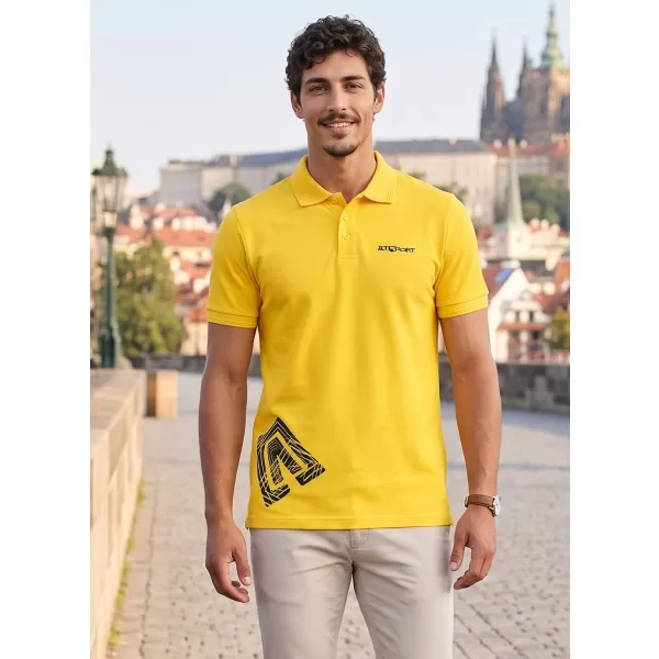  Pánske tričko s golierom ALTISPORT ALM013203 JANTÁROVÁ 