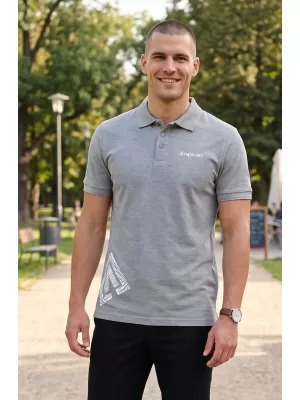 Pánske tričko s golierom ALTISPORT ALM013203 TMAVOSIVÝ MELÍR