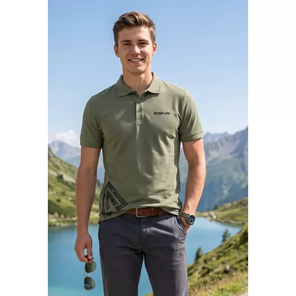  Pánske tričko s golierom ALTISPORT ALM013203 KAKI 