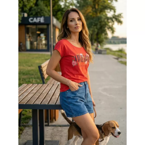  Dámske tričko KIXMI LEA ČERVENÁ 