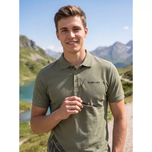  Pánske tričko s golierom ALTISPORT ALM013203 KAKI 