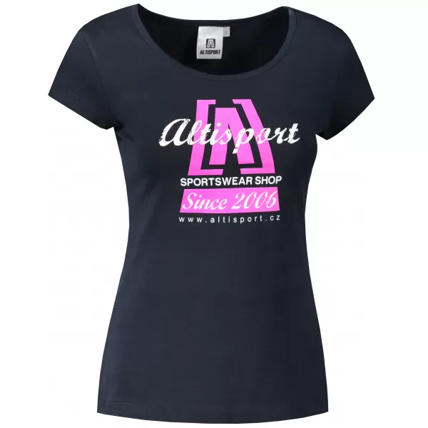  Dámske tričko ALTISPORT ALW047122 NÁMORNÍCKA MODRÁ/RUŽOVÁ 