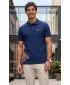 Pánske tričko s golierom ALTISPORT ALM013203 POLNOČNÁ MODRÁ/ZLATÁ