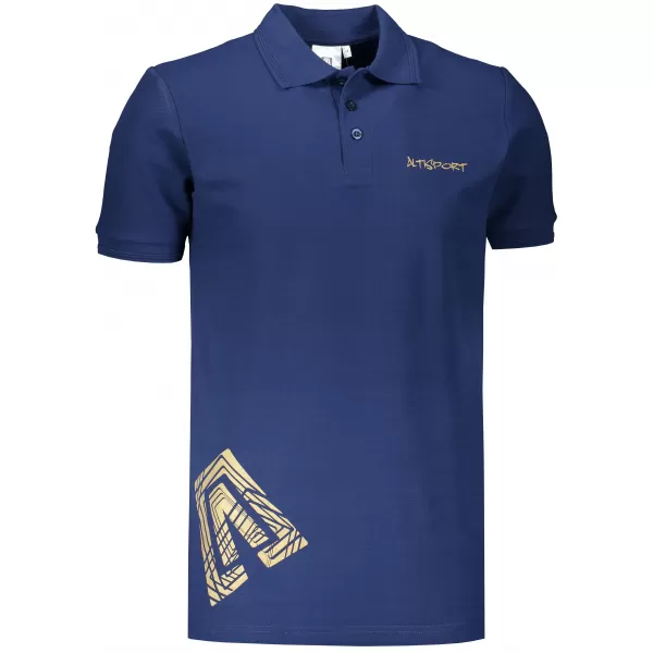  Pánske tričko s golierom ALTISPORT ALM013203 POLNOČNÁ MODRÁ/ZLATÁ 