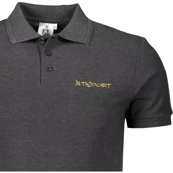  Pánske tričko s golierom ALTISPORT ALM013203 ANTRACITOVÝ MELÍR 