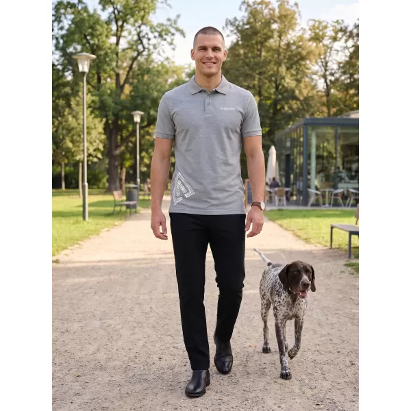  Pánske tričko s golierom ALTISPORT ALM013203 TMAVOSIVÝ MELÍR 
