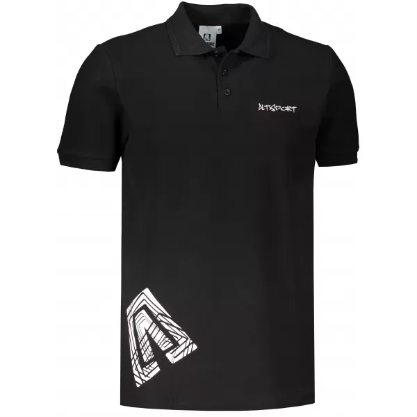  Pánske tričko s golierom ALTISPORT ALM013203 ČIERNOBIELY 