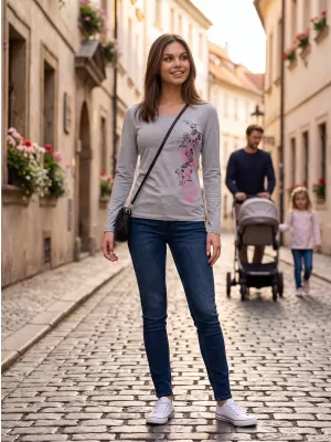 Dámske tričko s dlhým rukávom ALTISPORT CARRYOVER ALW029169 TMAVOSIVÝ MELÍR