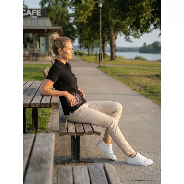  Dámske tričko s golierikom ALTISPORT ALW024210 ČIERNORUŽOVÁ 