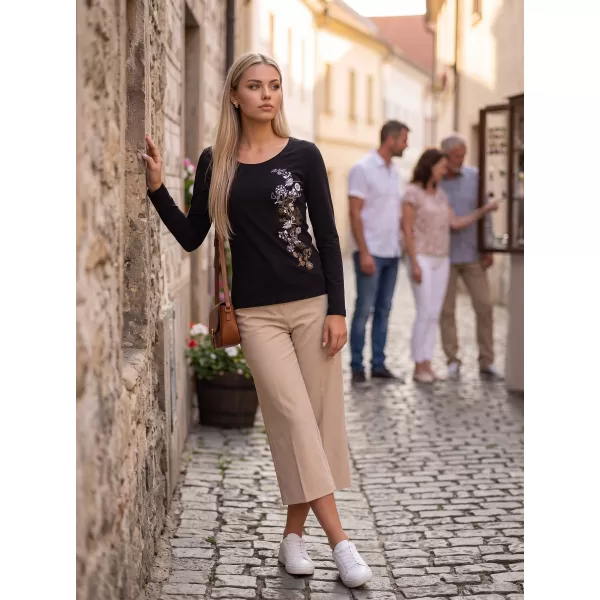  Dámske tričko s dlhým rukávom ALTISPORT CARRYOVER ALW029169 ČIERNA A ZLATÁ 