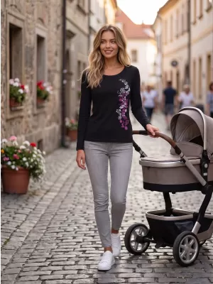 Dámske tričko s dlhým rukávom ALTISPORT CARRYOVER ALW029169 ČIERNA RUŽOVÁ