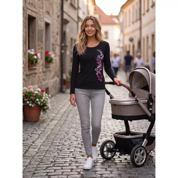  Dámske tričko s dlhým rukávom ALTISPORT CARRYOVER ALW029169 ČIERNA RUŽOVÁ 