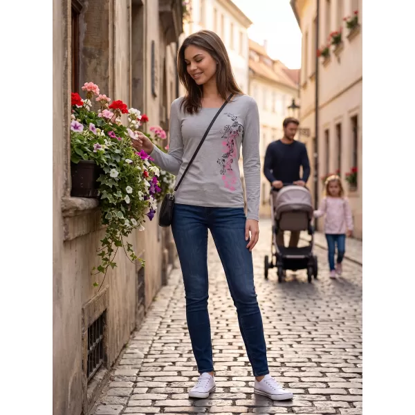  Dámske tričko s dlhým rukávom ALTISPORT CARRYOVER ALW029169 TMAVOSIVÝ MELÍR 