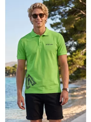 Pánske tričko s golierom ALTISPORT ALM013203 JABLKOVO ZELENÉ