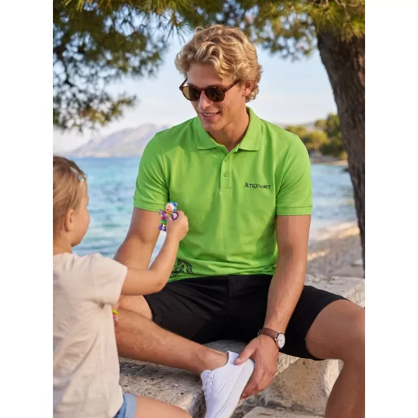  Pánske tričko s golierom ALTISPORT ALM013203 JABLKOVO ZELENÉ 