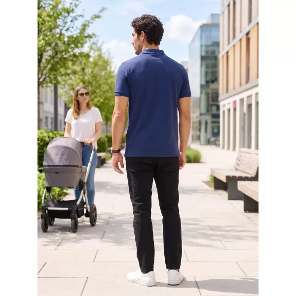  Pánske tričko s golierom ALTISPORT ALM013203 POLNOČNÁ MODRÁ 