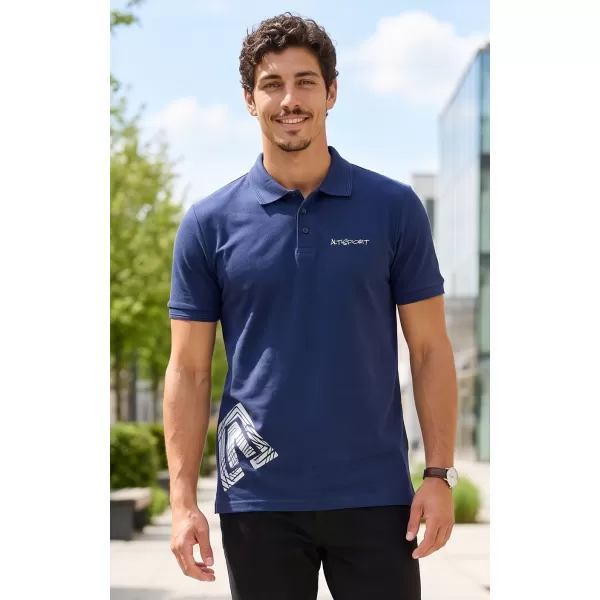  Pánske tričko s golierom ALTISPORT ALM013203 POLNOČNÁ MODRÁ 