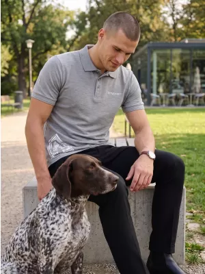 Pánske tričko s golierom ALTISPORT ALM013203 TMAVOSIVÝ MELÍR