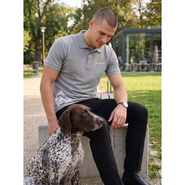  Pánske tričko s golierom ALTISPORT ALM013203 TMAVOSIVÝ MELÍR 