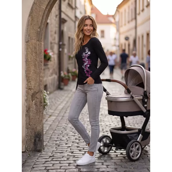  Dámske tričko s dlhým rukávom ALTISPORT CARRYOVER ALW029169 ČIERNA RUŽOVÁ 