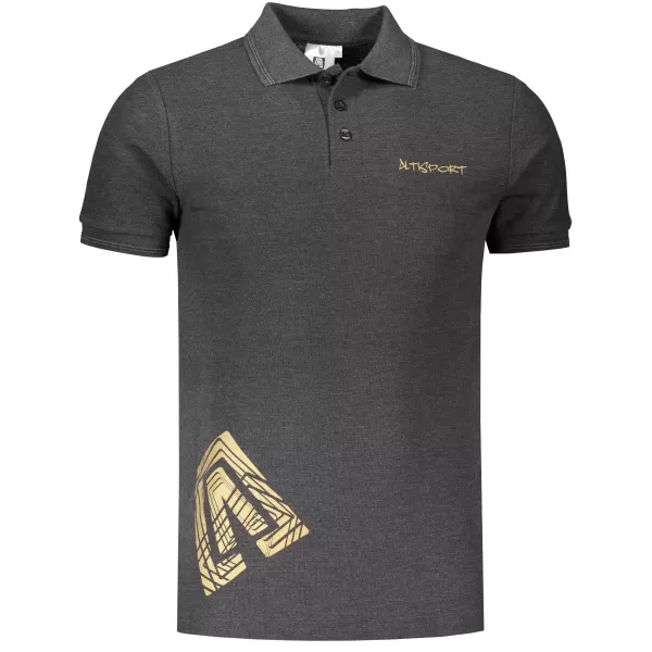  Pánske tričko s golierom ALTISPORT ALM013203 ANTRACITOVÝ MELÍR 
