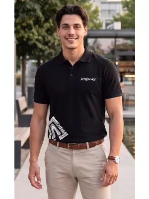 Pánske tričko s golierom ALTISPORT ALM013203 ČIERNOBIELY