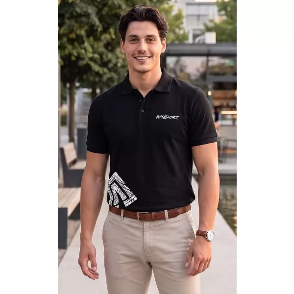  Pánske tričko s golierom ALTISPORT ALM013203 ČIERNOBIELY 