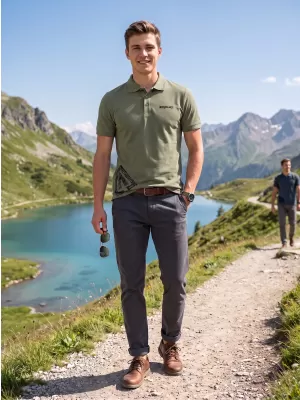 Pánske tričko s golierom ALTISPORT ALM013203 KAKI