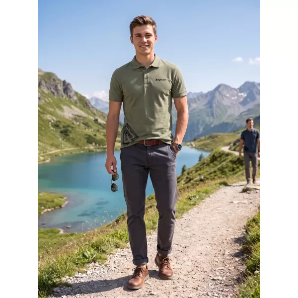  Pánske tričko s golierom ALTISPORT ALM013203 KAKI 