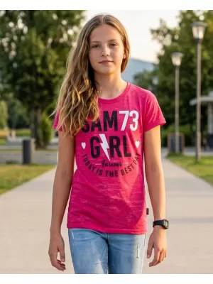 Dievčenské tričko s krátkym rukávom SAM 73 KYLIE GT 549 TMAVO ružová