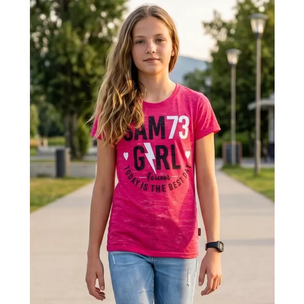 Dievčenské tričko s krátkym rukávom SAM 73 KYLIE GT 549 TMAVO ružová 