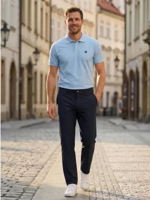 Pánske tričko s golierom ALTISPORT CARRYOVER ALM065203 NEBESKY MODRÁ