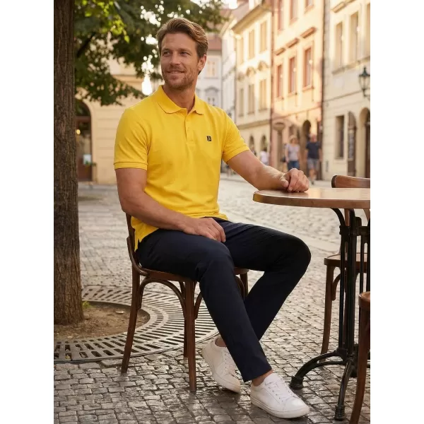  Pánske tričko s golierom ALTISPORT CARRYOVER ALM065203 JANTÁROVÁ 