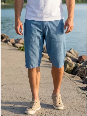 Pánske šortky SAM 73 GRIFF MS 736 SVETLÝ DENIM