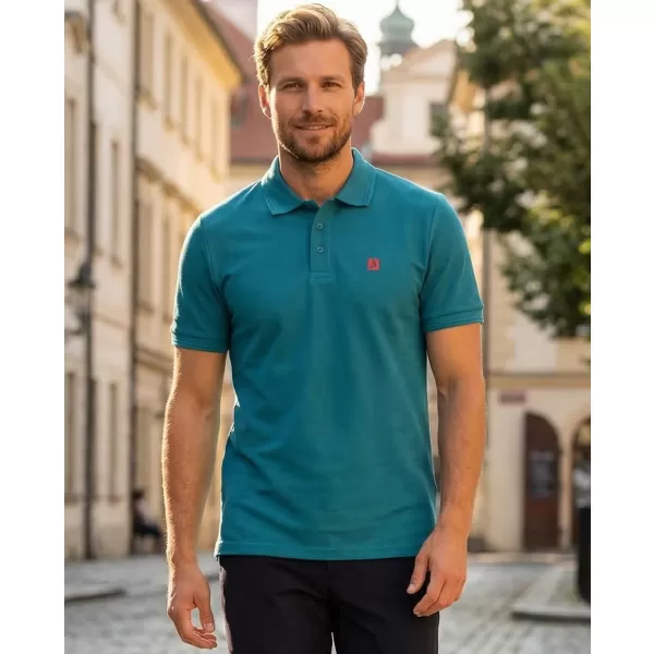  Pánske tričko s golierom ALTISPORT CARRYOVER ALM065203 TMAVO TYRKYSOVÁ 