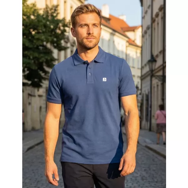  Pánske tričko s golierom ALTISPORT CARRYOVER ALM065203 POLNOČNÁ MODRÁ 