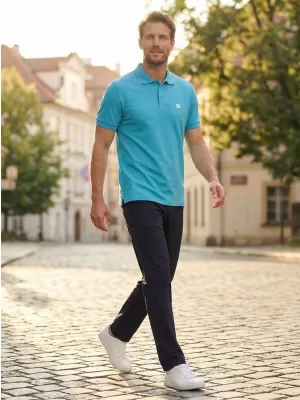 Pánske tričko s golierom ALTISPORT CARRYOVER ALM065203 TYRKYSOVÁ