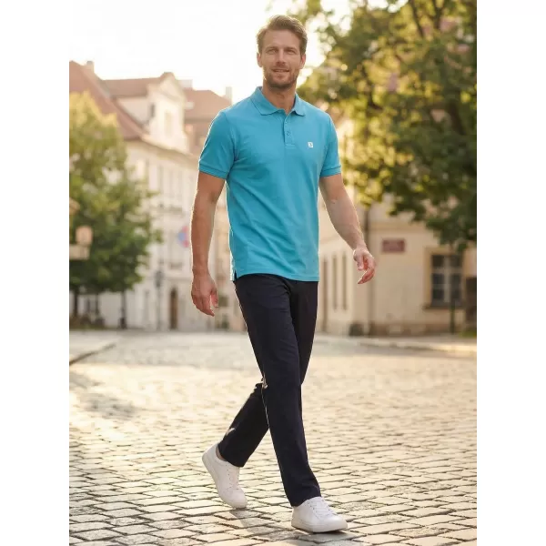  Pánske tričko s golierom ALTISPORT CARRYOVER ALM065203 TYRKYSOVÁ 