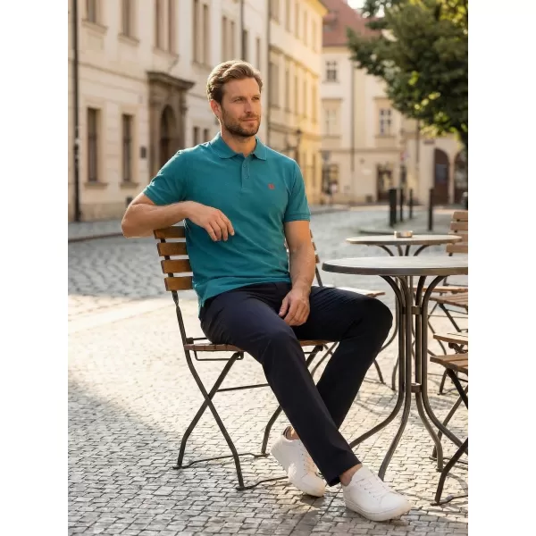  Pánske tričko s golierom ALTISPORT CARRYOVER ALM065203 TMAVO TYRKYSOVÁ 