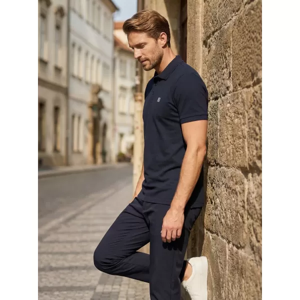  Pánske tričko s golierom ALTISPORT CARRYOVER ALM065203 NÁMORNÍCKA MODRÁ 