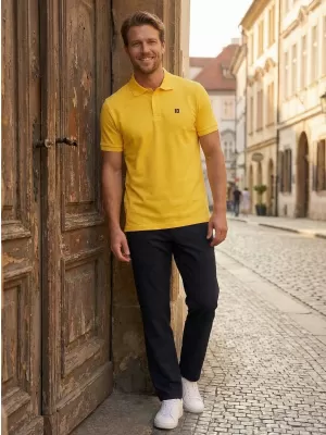 Pánske tričko s golierom ALTISPORT CARRYOVER ALM065203 JANTÁROVÁ