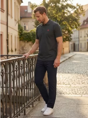 Pánske tričko s golierom ALTISPORT CARRYOVER ALM065203 ANTRACITOVÝ MELÍR
